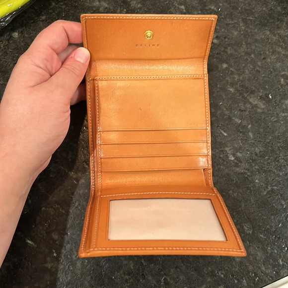 Celine Tri-fold Wallet Vintage 99 Macadam Pattern Leather/PVC Brown - Picture 4 of 13